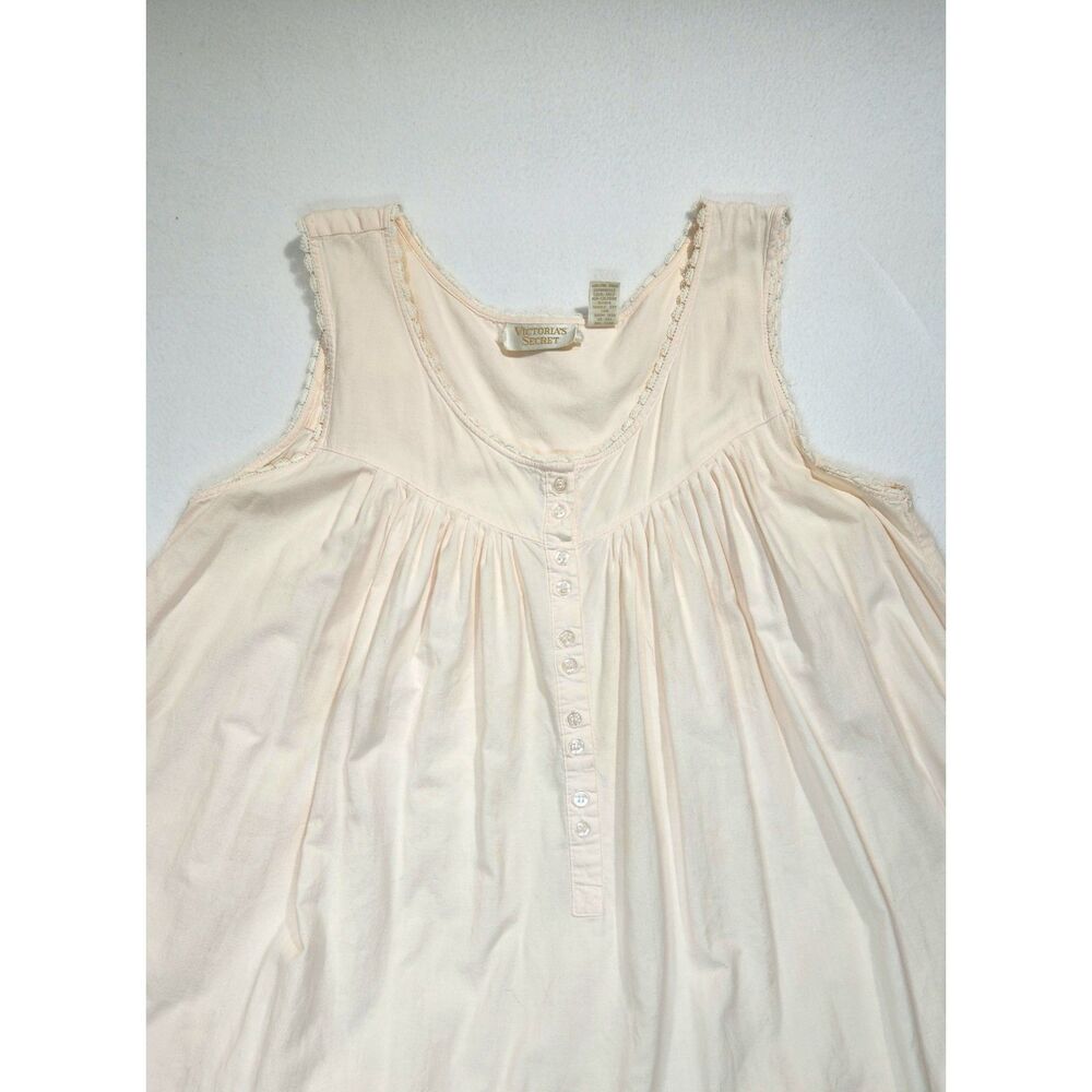 Vintage Victoria's Secret Gold Label Nightgown M Pink Cotton Cottagecore Maxi - Picture 6 of 11